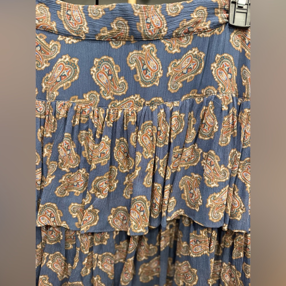Brooks Brothers Tiered Paisley Chiffon Midi Skirt Blue Women’s Size 0 NWT - Picture 4 of 6